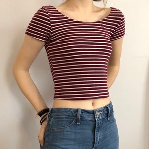 Striped Scoop-Neck Crop Top